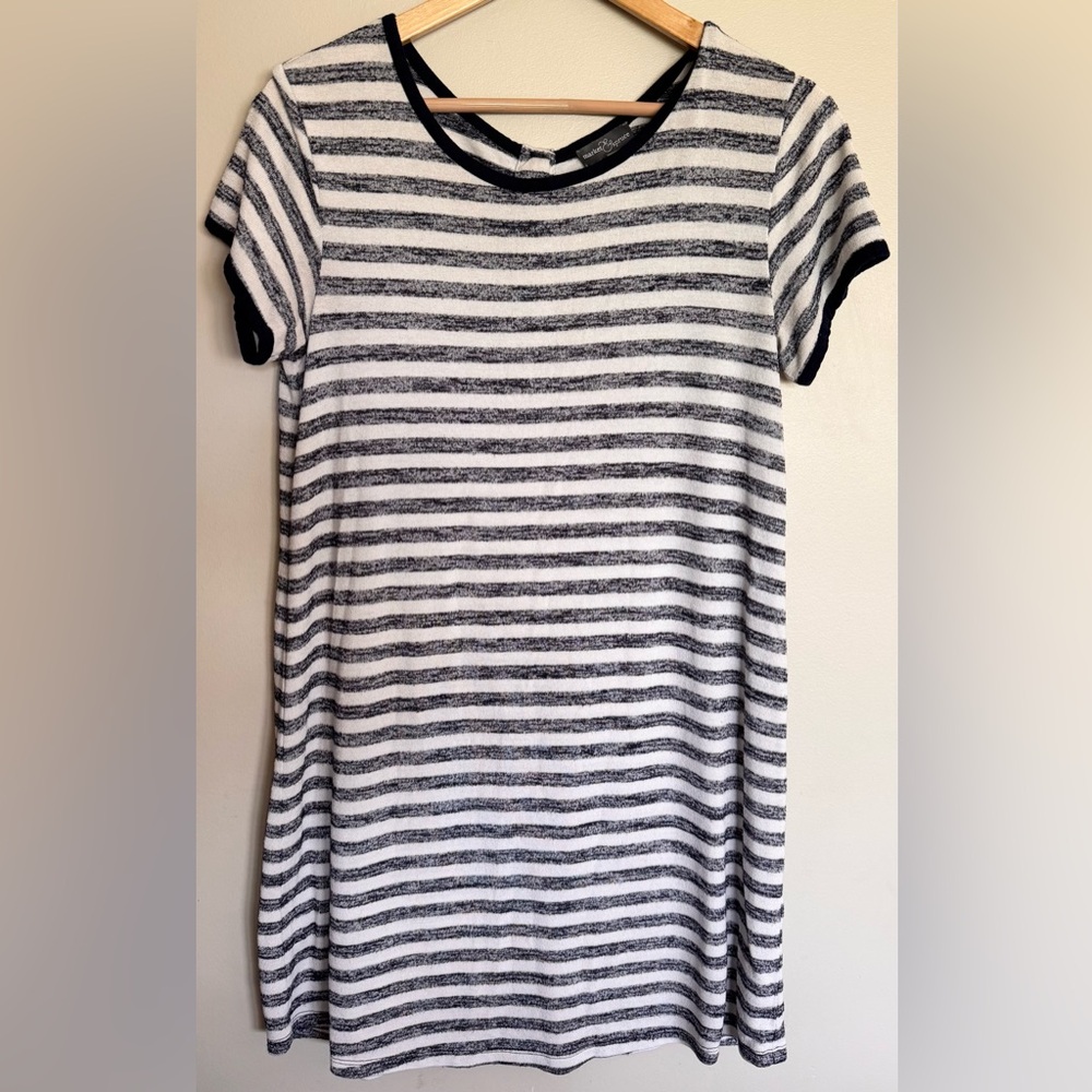 Market & Spruce Petite Striped T-Shirt Dress Navy White Short Sleeve Casual M